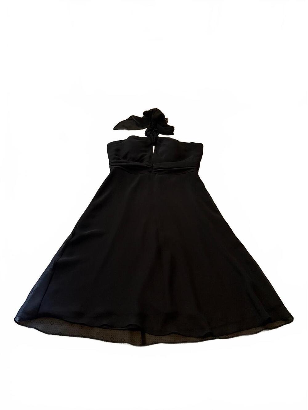 White House Black Market Halter Dress 6 Black Chiffon Cocktail LBD Silk Feel